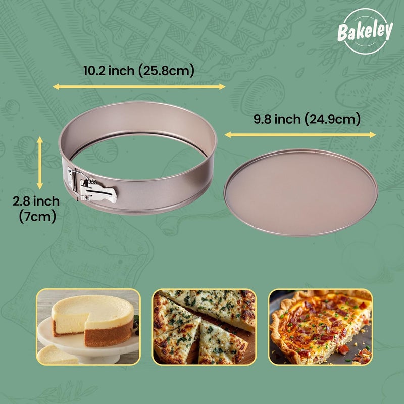 Bakeley 10 Inch Springform Pan, Non-Stick 10 Springform Pan with Removable Bottom, Carbon Steel, Cheesecake (Champagne Gold) - Image 2